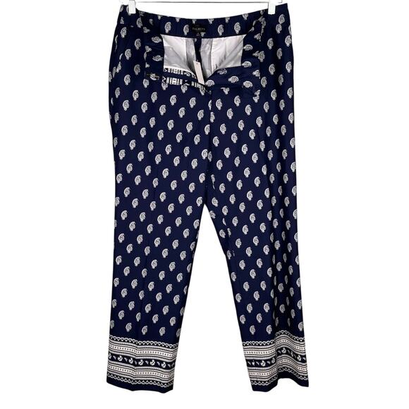 Talbots Straight Leg Twill Pants Serene Paisley India Ink Ivory 12 New - Picture 6 of 12